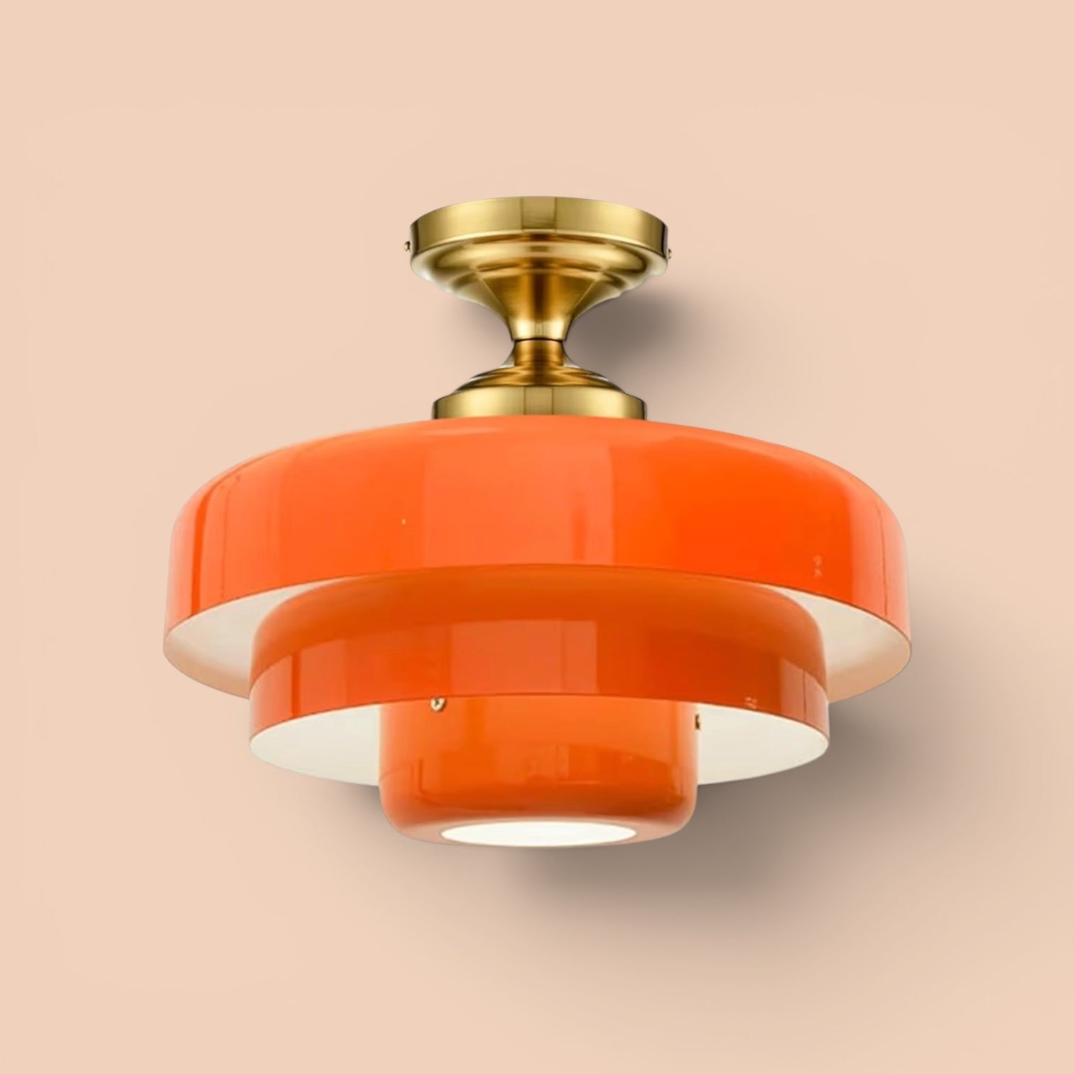 NEW Anthropologie Chandelier Mid-Century Retro Gold Orange Light Ceiling Fixture