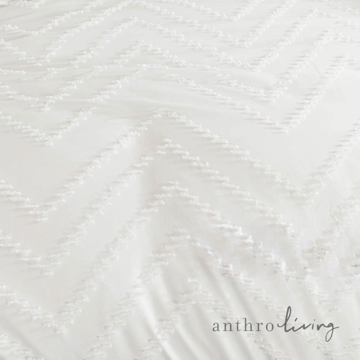 NEW Anthropologie White Tufted King Size Fringe Comforter Bedding Sham Case Set