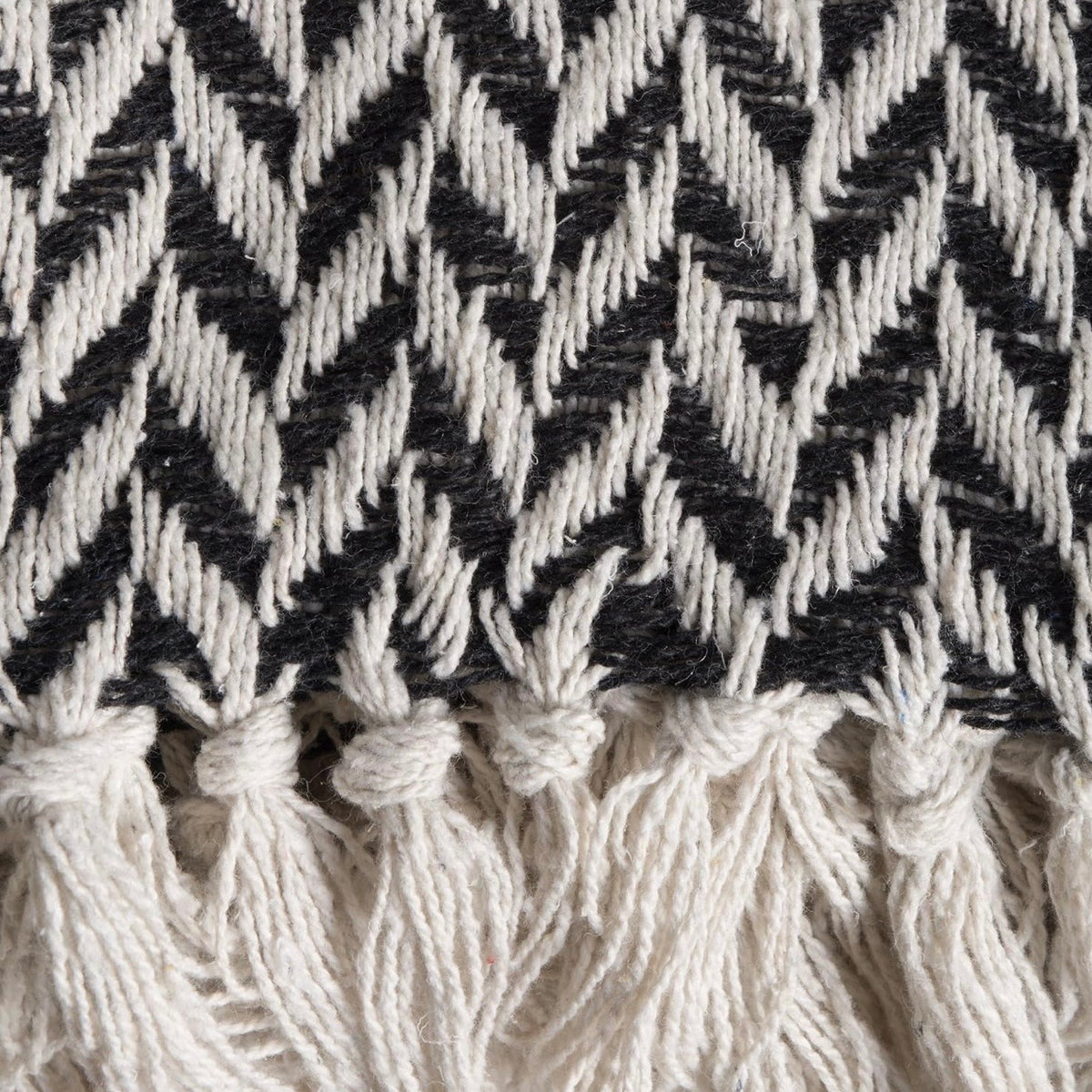 NEW West Elm Boho Black & White Turkish Cotton Throw Blanket Bedding - 60" x 50"