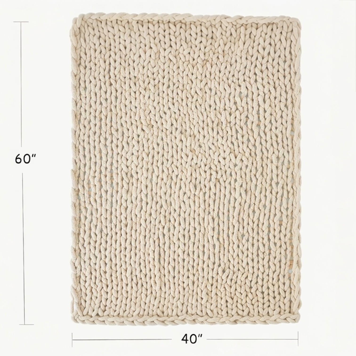 NEW Anthro Boho Chunky White Chenille Cable Knit Crochet Throw Blanket 60" x 40"