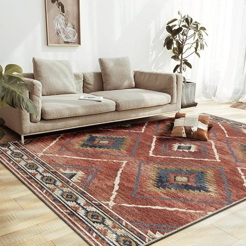 NEW West Elm Red Moroccan Boho Tribal Washable Low Pile Area Rug Carpet 8' x 10'