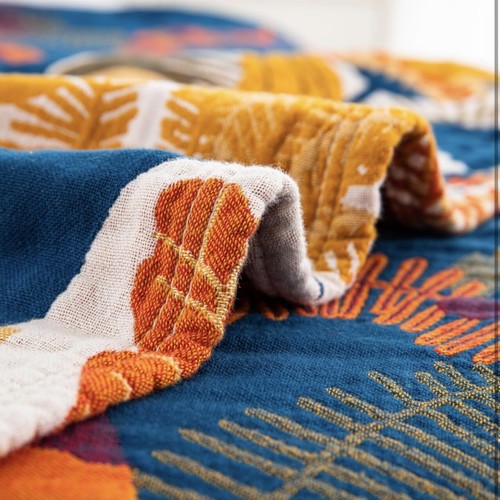 NEW Anthropologie XL Boho Bird Teal Queen / King Size Blanket Bedspread Quilt