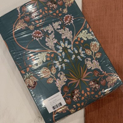 NEW Anthropologie Teal Orange 100% Cotton Matching 4 PC Sheet Set