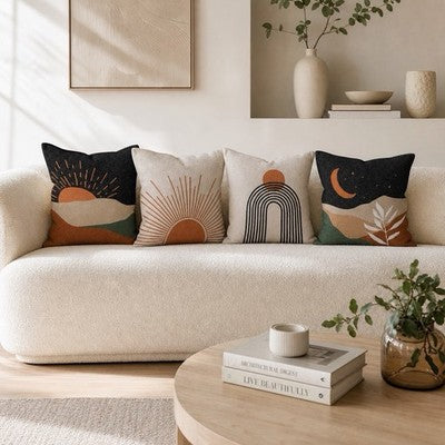 NEW Anthropologie (Set / 4) Boho Abstract Throw Pillow Cover Case Sham 18" x 18"