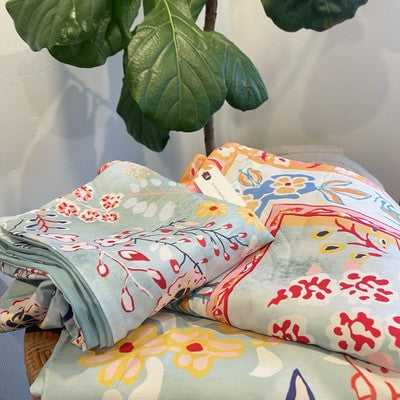 NEW Anthropologie Blue Jungle Multicolor Boho Queen King Bedding Duvet Sham Set