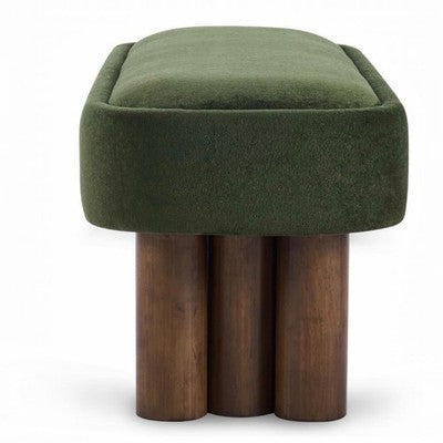 NEW West Elm Green Upholstered Fabric Storage Ottoman Mid-century Modern Bench