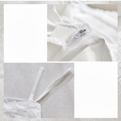 NEW Anthropologie White Boho Queen / King Tufted Line Bedspread Duvet & Sham Set