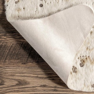 NEW West Elm Faux Cowhide Fur Extra Large White Area Rug Boho Floor - 6.5’ x 5’