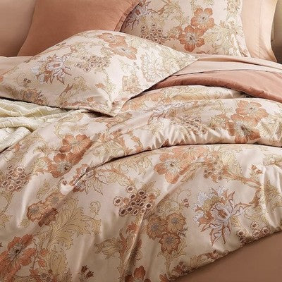 NEW Anthro 7 Piece Blush Floral Boho Queen / King Bedding Comforter & Sham Set