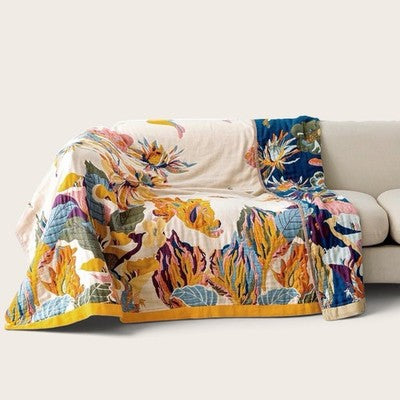NEW Anthropologie Colorful Floral Cotton Bedspread Blanket & Sham Bedding Set