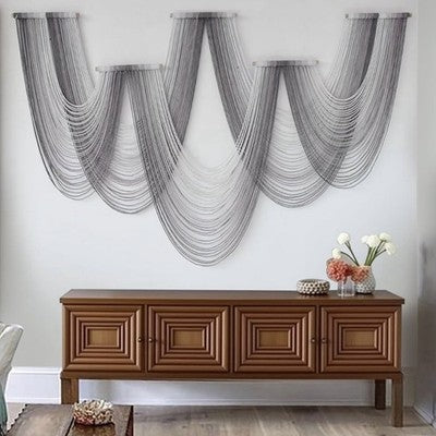 NEW Anthropologie XL Grey Dip Dyed Boho Tapestry Macrame Wall Hanging Art 82x46