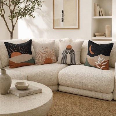 NEW Anthropologie (Set / 4) Boho Abstract Throw Pillow Cover Case Sham 18" x 18"