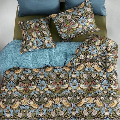 NEW Anthro Blue Green Bird Print Boho Queen / King Size Bedding Duvet Sham Case