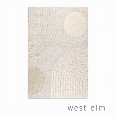 NEW West Elm White Cream Boho Tassel Geometric Shag Area Rug Carpet - 4' x 6'