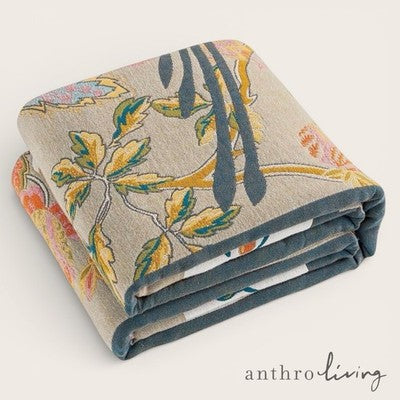 NEW Anthropologie Reversible Boho Bird Multicolor Queen / King Bedspread Blanket Quilt