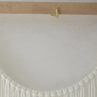 NEW Anthropologie XL Beige Woven Boho Beaded Tapestry Macrame Wall Hanging 57x40