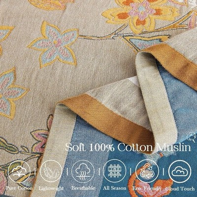 NEW Anthro XL Reversible Boho Bird Multicolor Queen / King Size Bedspread Quilt