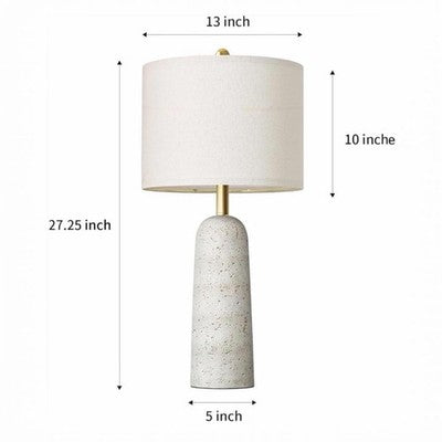 NEW Anthropologie Set of 2 White Resin Stone Boho Table Lamps Linen Lighting 27"