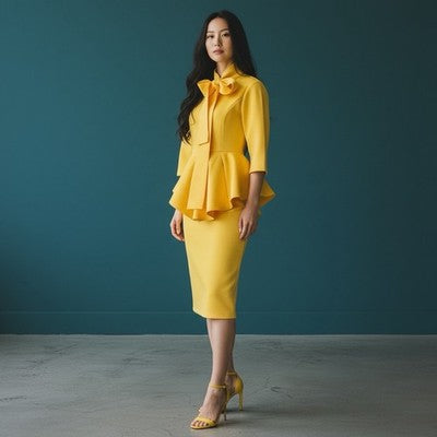 Vintage 60's Yellow Sculptural Ruffle Mod Cocktail Dress EY Boutique - Large
