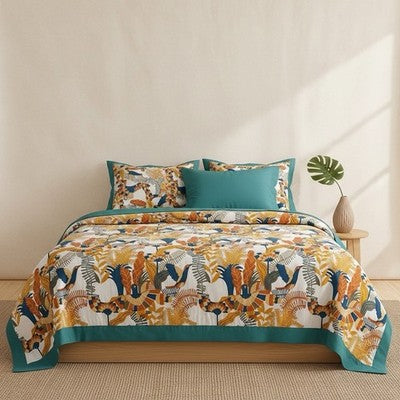 NEW Anthropologie XL Boho Bird Teal Queen / King Size Blanket Bedspread Quilt