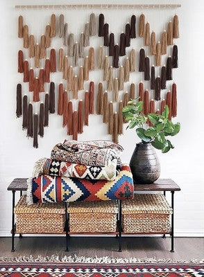 NEW Anthropologie XL Multicolor Boho Tassel Tapestry Macrame Wall Hanging 47x40