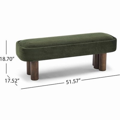 NEW West Elm Green Upholstered Fabric Storage Ottoman Mid-century Modern Bench