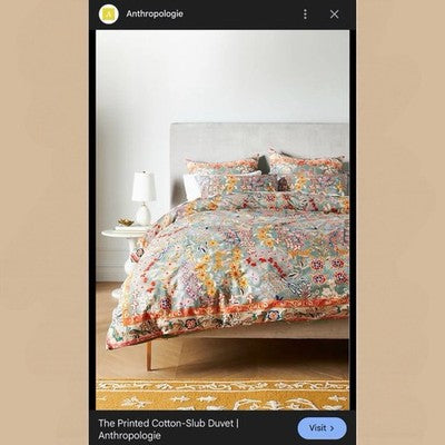 NEW Anthropologie Blue Jungle Multicolor Boho Queen King Bedding Duvet Sham Set