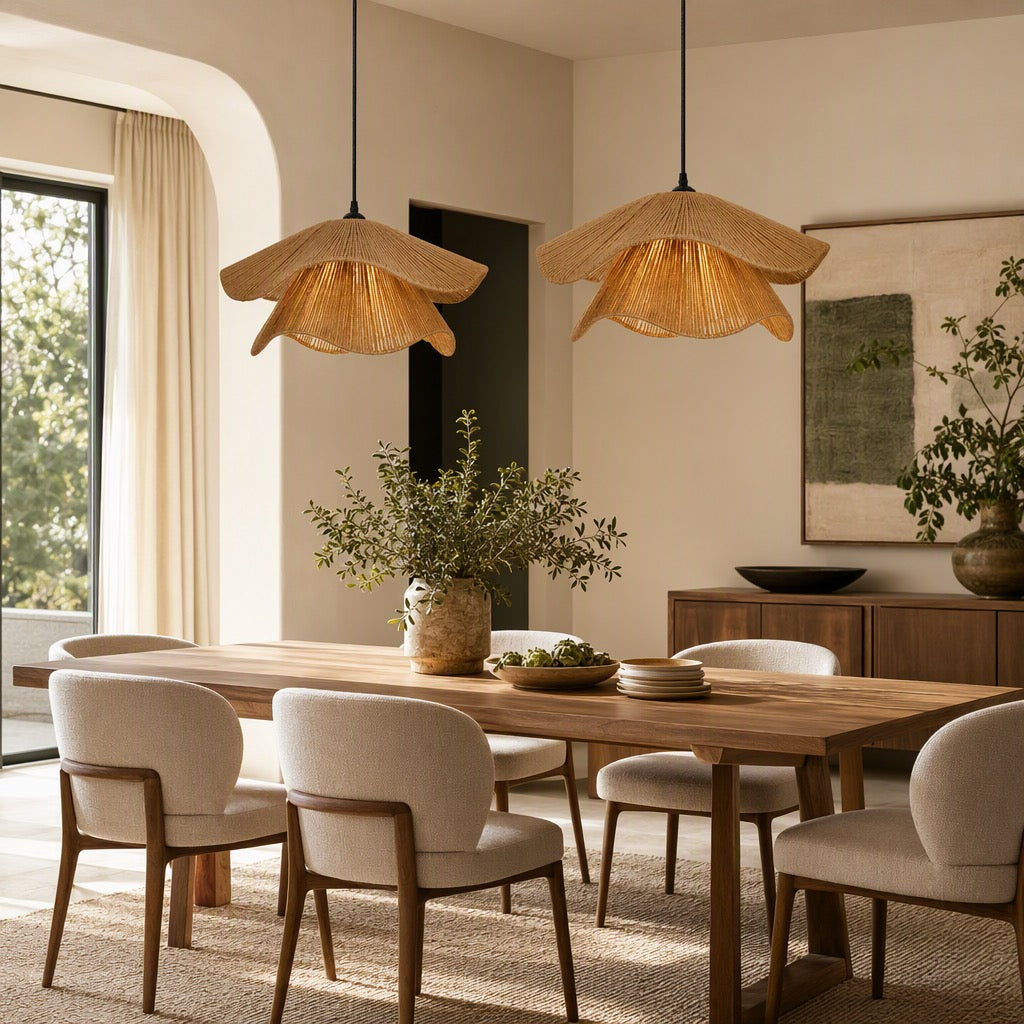 NEW West Elm Large Jute Woven Wavy Black Rope Chandelier Pendant Light Fixture