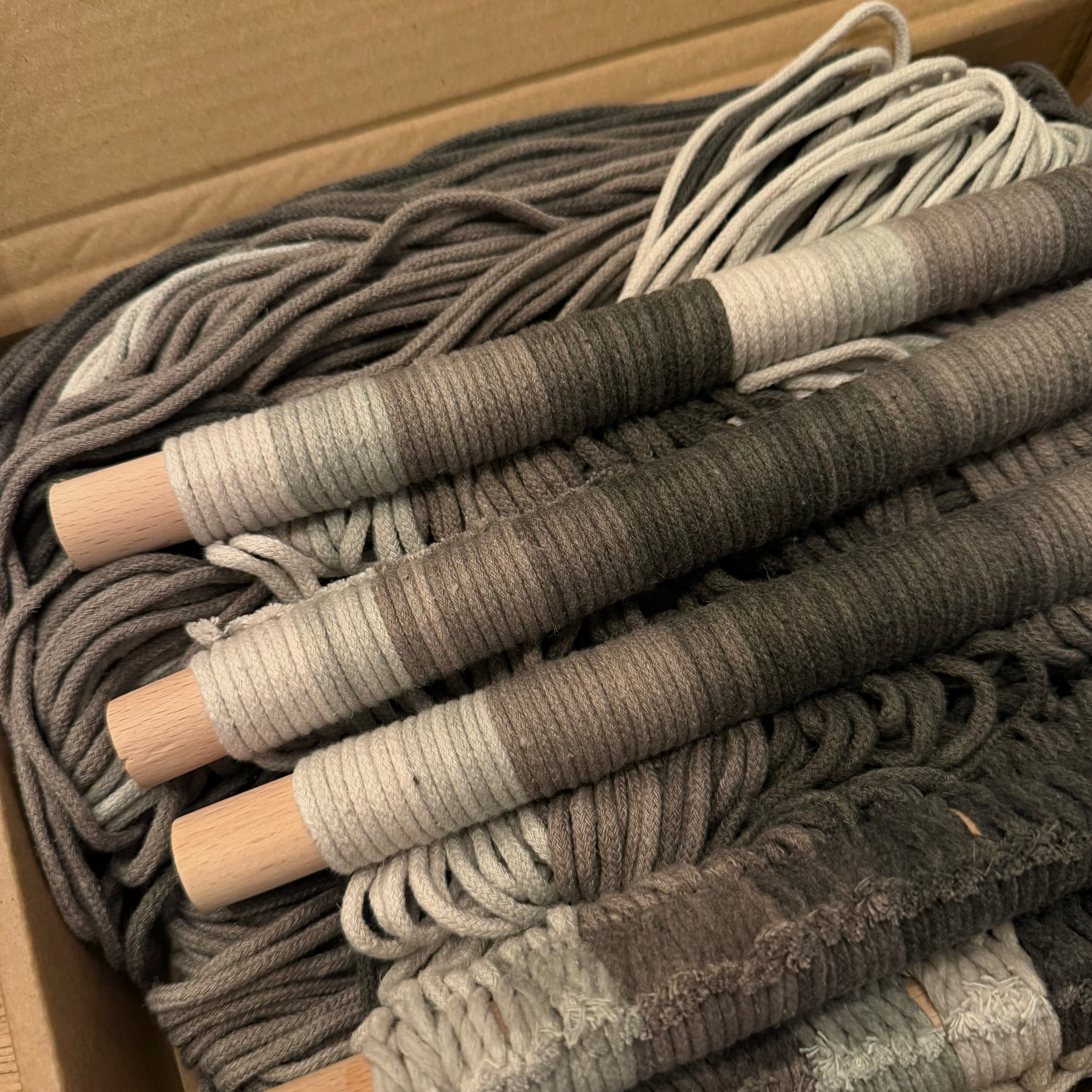 NEW Anthropologie XL Grey Dip Dyed Boho Tapestry Macrame Wall Hanging Art 82x46