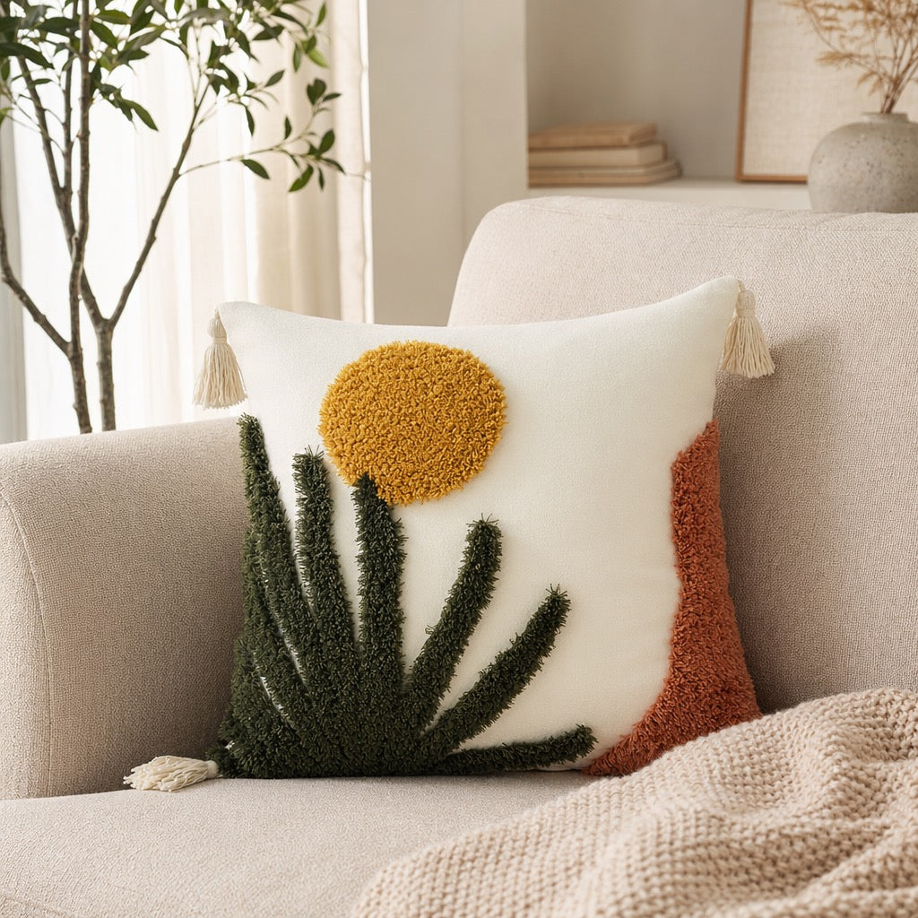 New Anthropologie Boho Abstract Tassel Throw Pillow Case Cover Sham - 18" x 18"