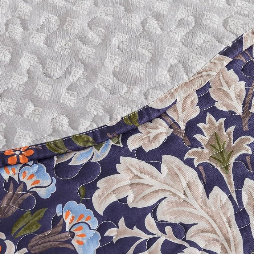 NEW Anthropologie Purple Floral Queen / King Quilt Bedspread Bedding & Sham Set