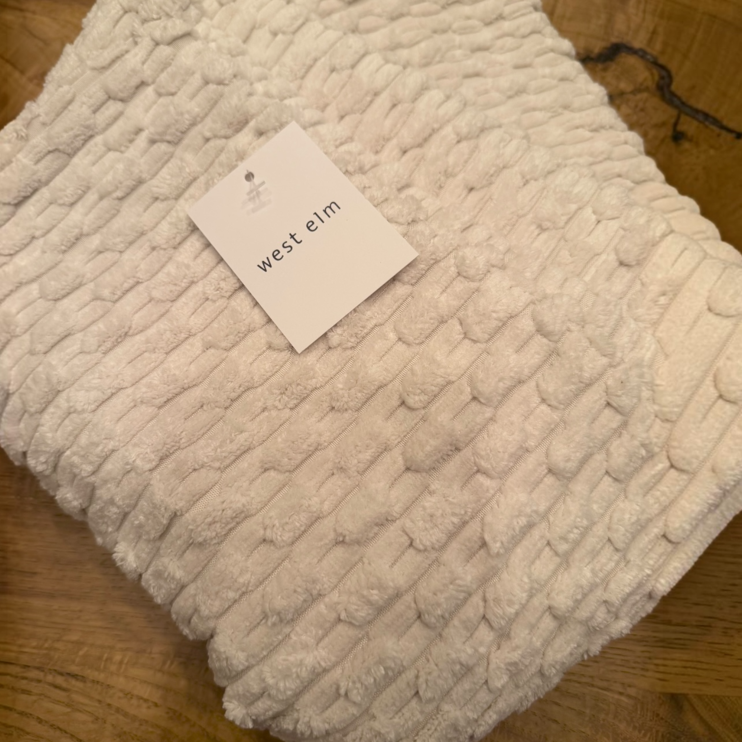 New West Elm (Set 2) White Velvet Corduroy Euro Throw Pillow Cover Sham 24 x 24