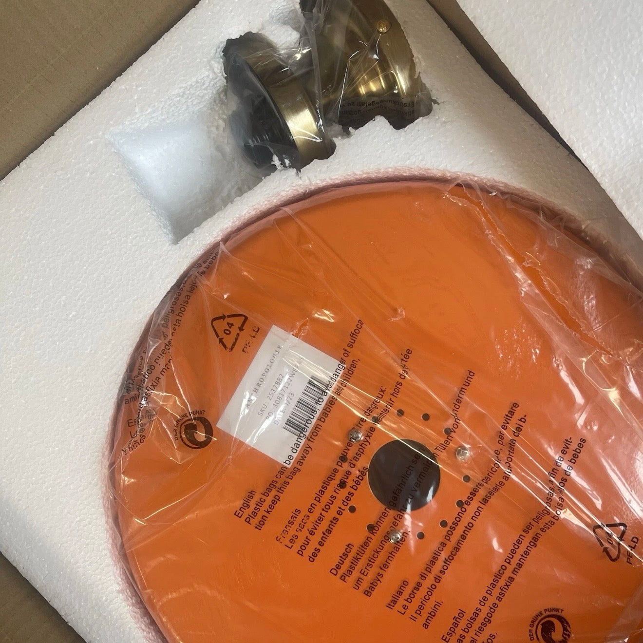 NEW Anthropologie Chandelier Mid-Century Retro Gold Orange Light Ceiling Fixture