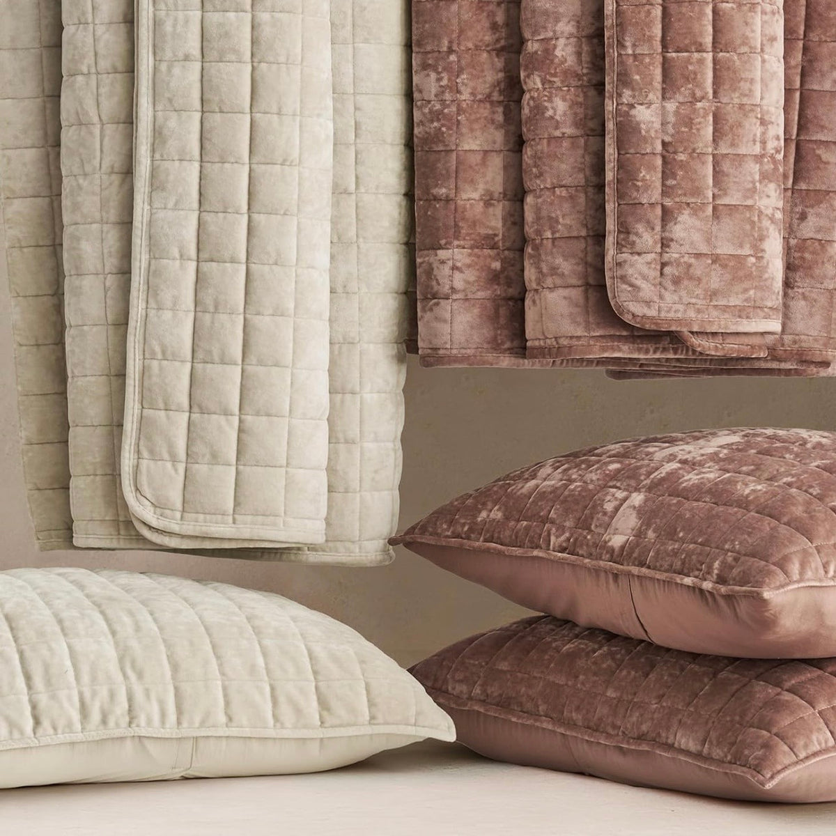 NEW West Elm Terracotta Velvet King / Queen Ultra Soft Bedding Quilt & Sham Set