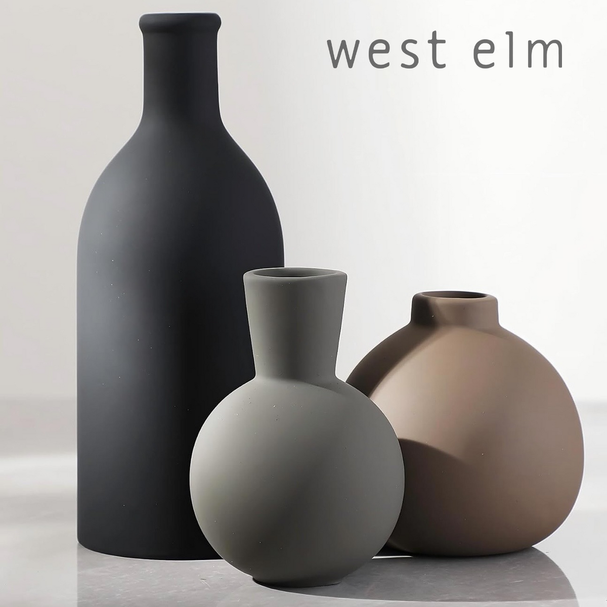 NEW West Elm Ceramic Multicolor Matte Boho Flower Vases (Set of 3) Home Decor