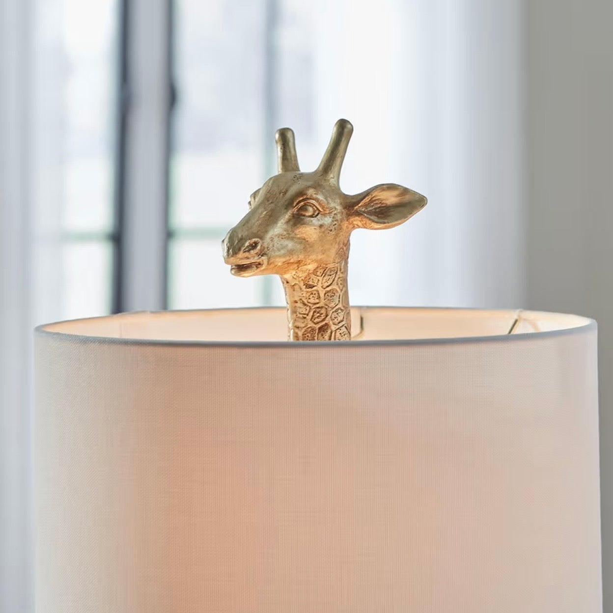 NEW Anthropologie Large Gold Boho Giraffe Table Lamp Lighting Art Deco Set - 25"