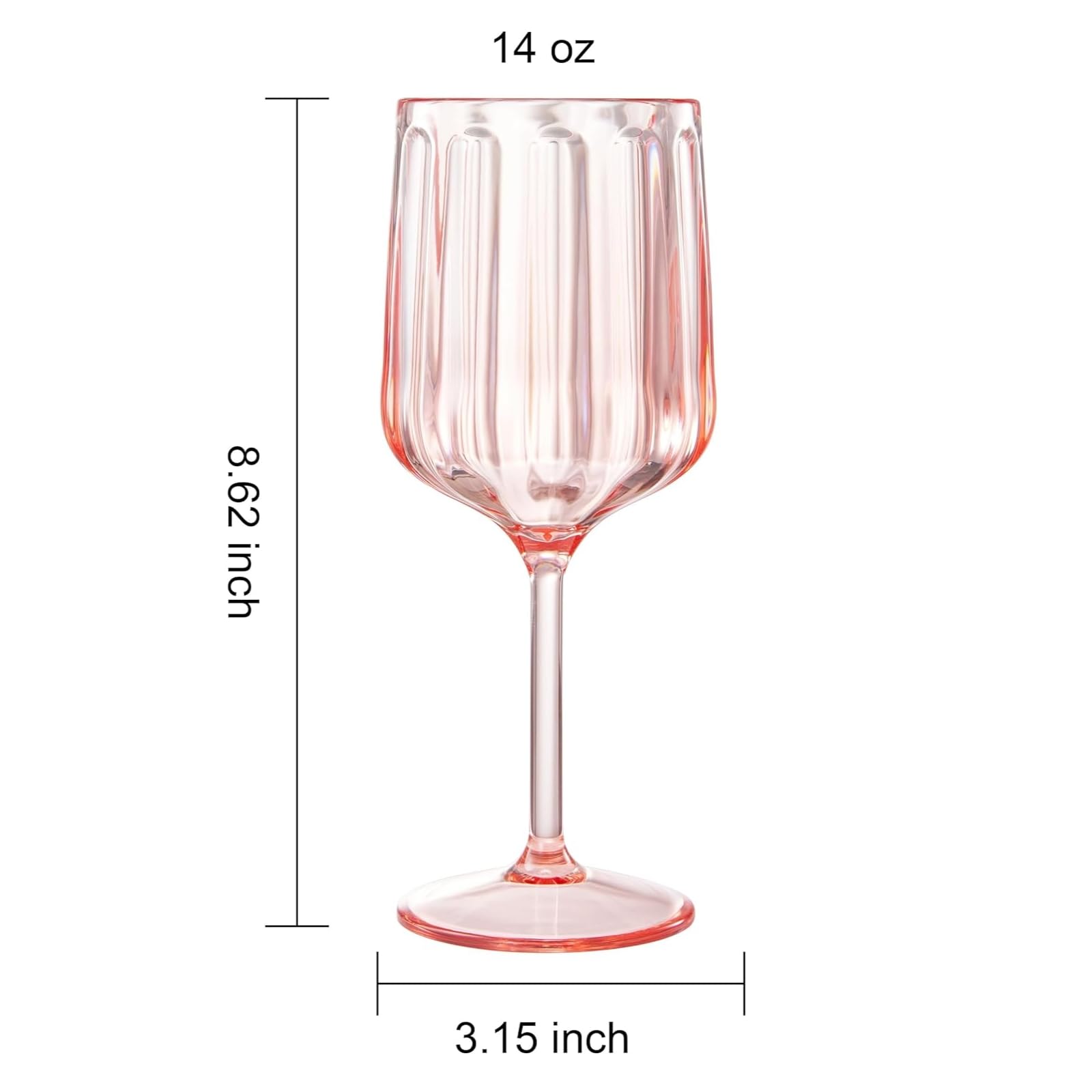 Khen Acrylic Lucia Stemmed Goblets - Set of 6 |14oz | Pink
