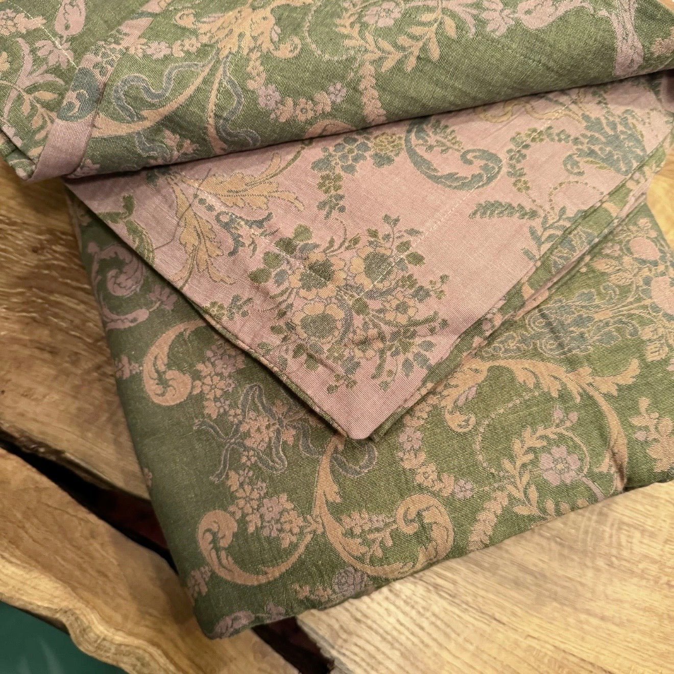 NEW Anthropologie Green Cotton Reversible Queen / King Bedding Duvet & Sham Set
