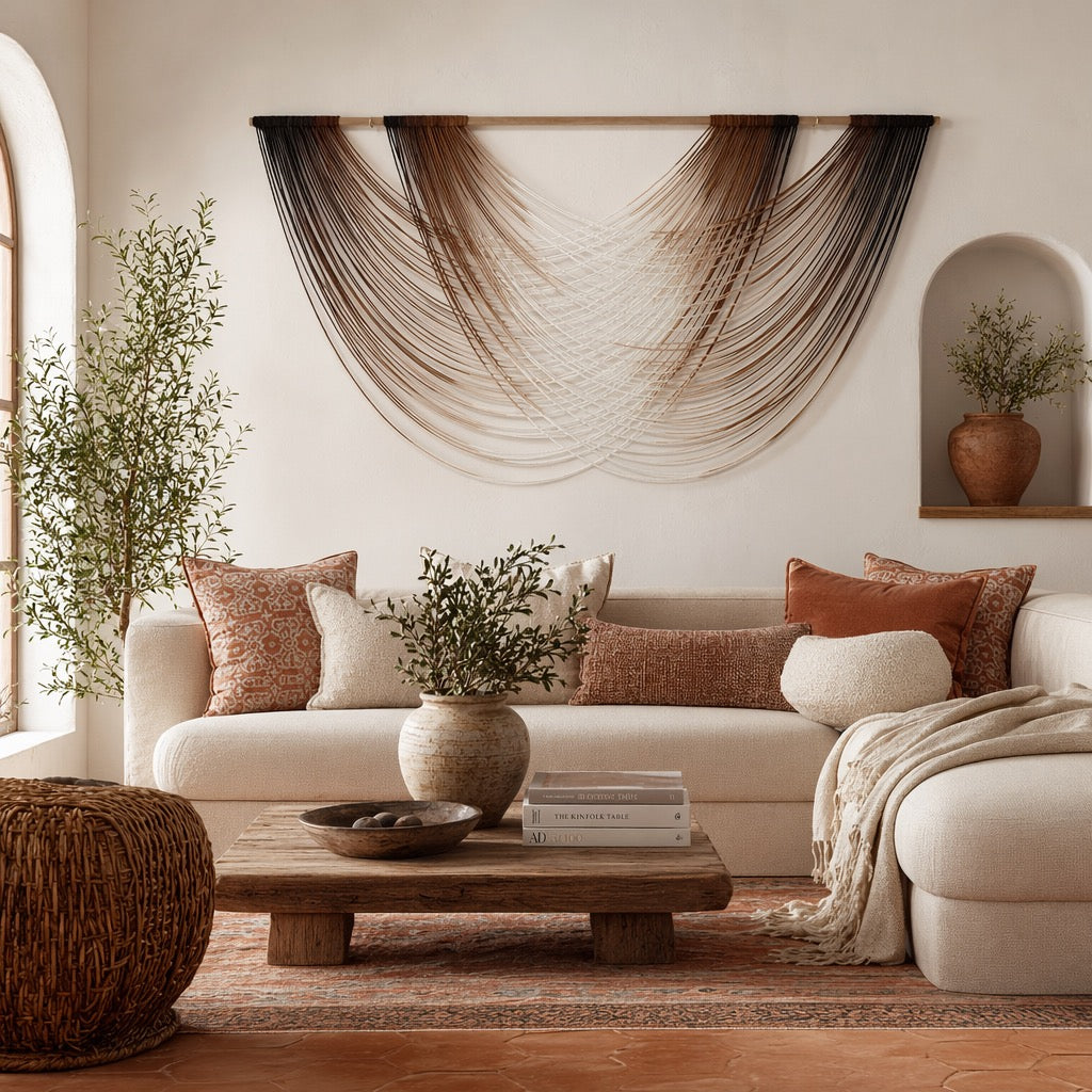 NEW Anthropologie XL Boho Tapestry Macrame Woven Dyed Yarn Wall Hanging - 60" L
