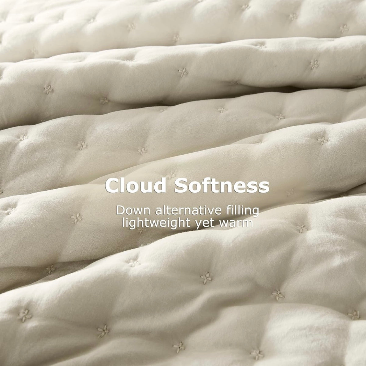 NEW West Elm Cream Beige Ultra Soft Quilted Comforter Coverlet Bedding Sham Set