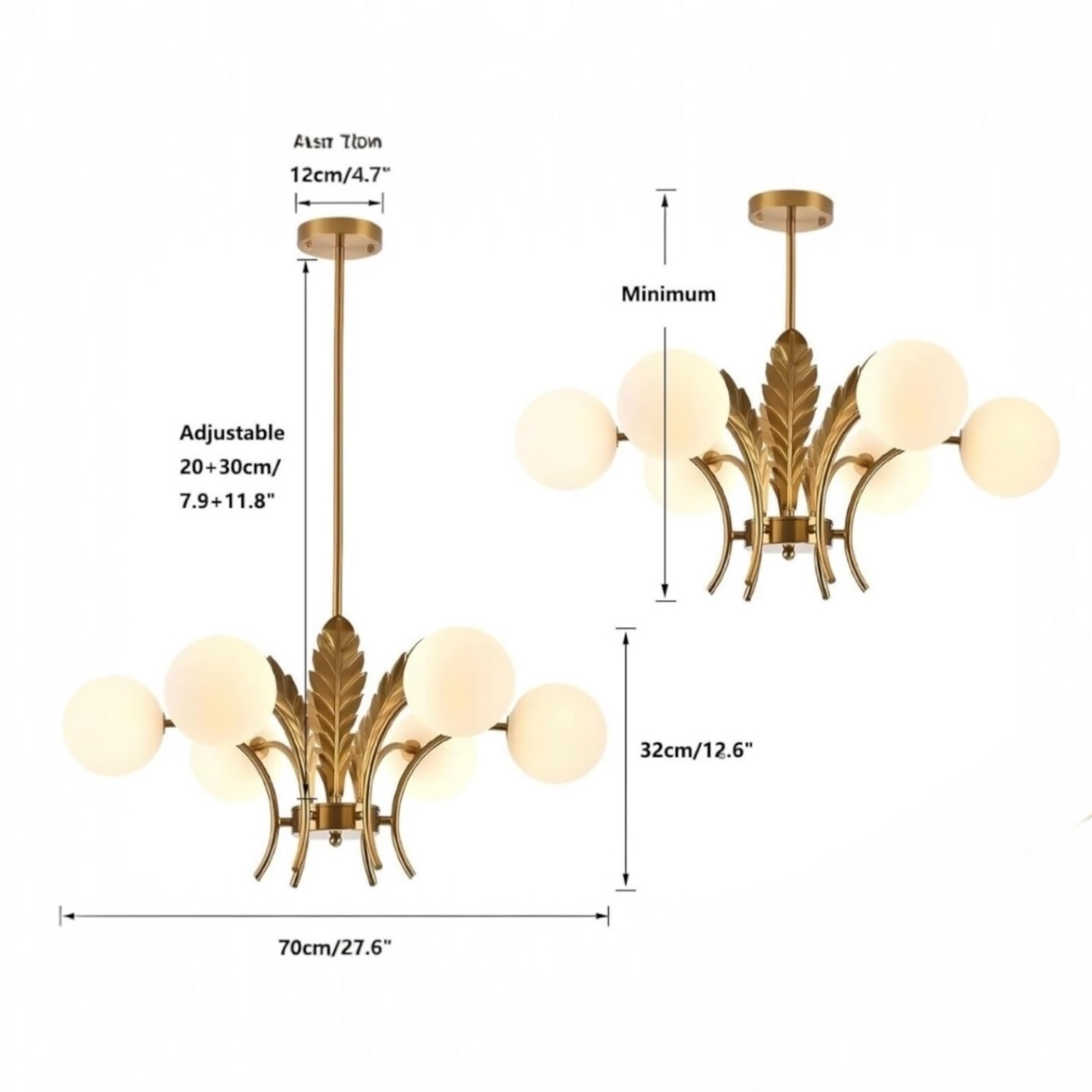 NEW Anthropologie Chandelier Mid Century Modern Gold Glass Light Ceiling Fixture
