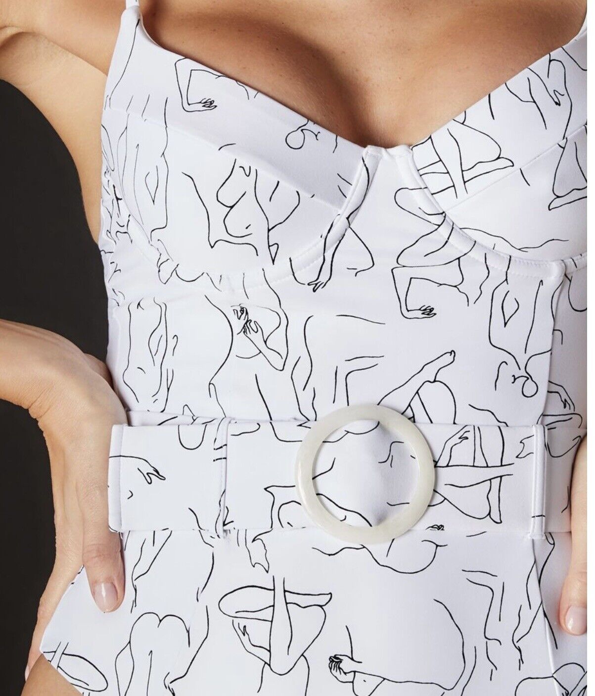 New Free People / WeWoreWhat | White Abstract Graphic One Piece Swimsuit - Large