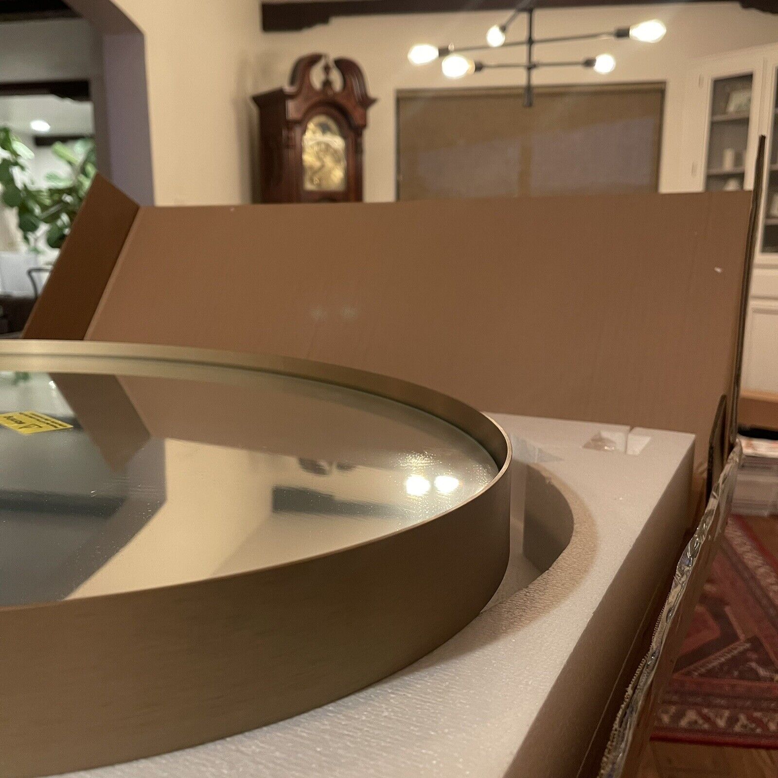 NEW West Elm XL Large Gold Framed Oval Vanity Wall Hanging Mirror - 22" x 30"