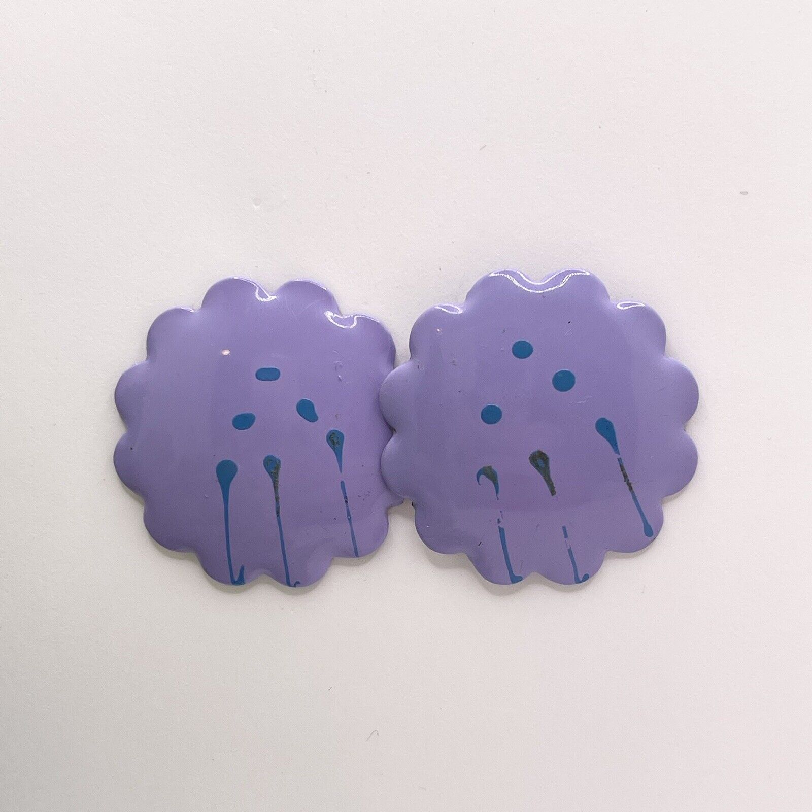 Free People Abstract Painted Purple Metal Floral Shaped Studs / Stud Earrings