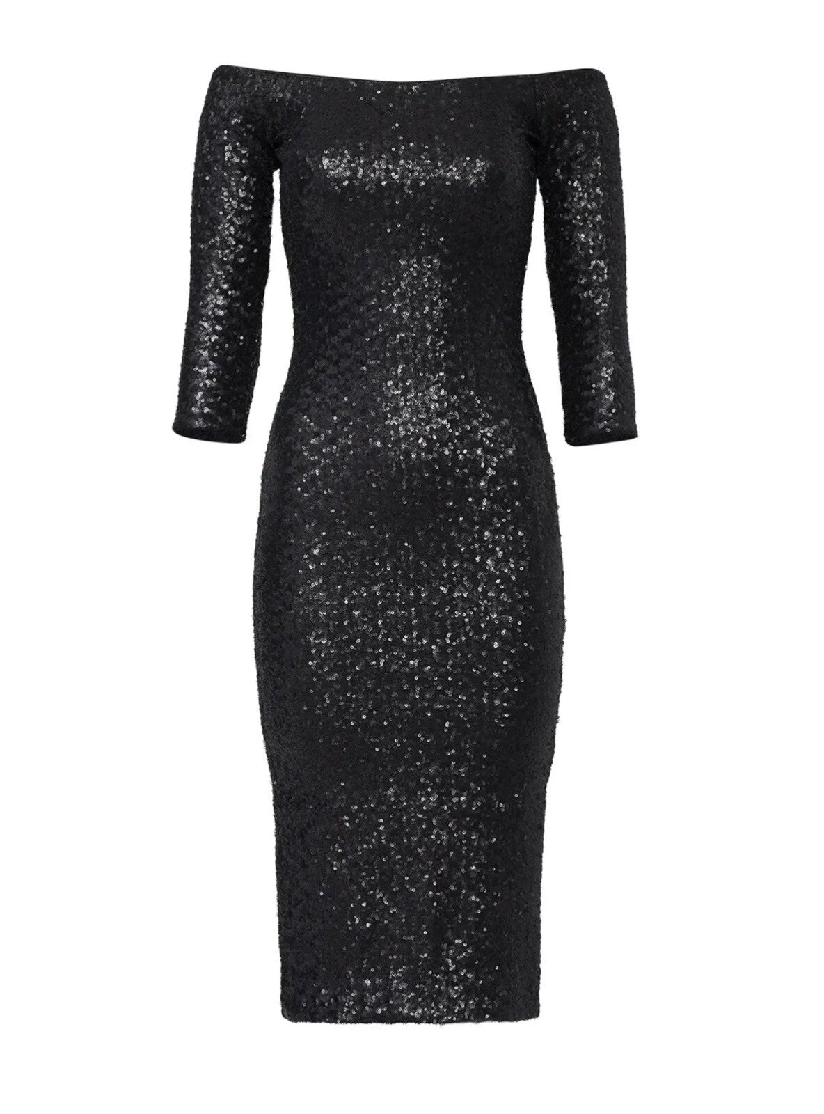Dress the Population Black Sequin Addison Cocktail Sheath Party Dress - Small