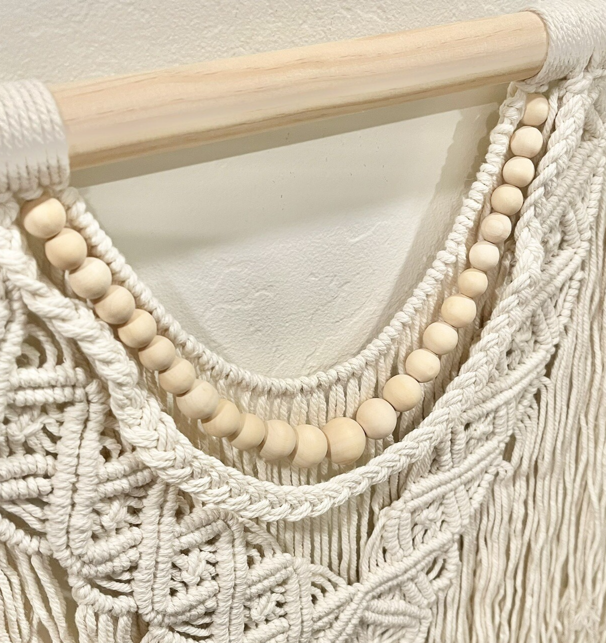 NEW Anthropologie Large Boho Tapestry Macrame Woven Beaded Wood Wall Hanging