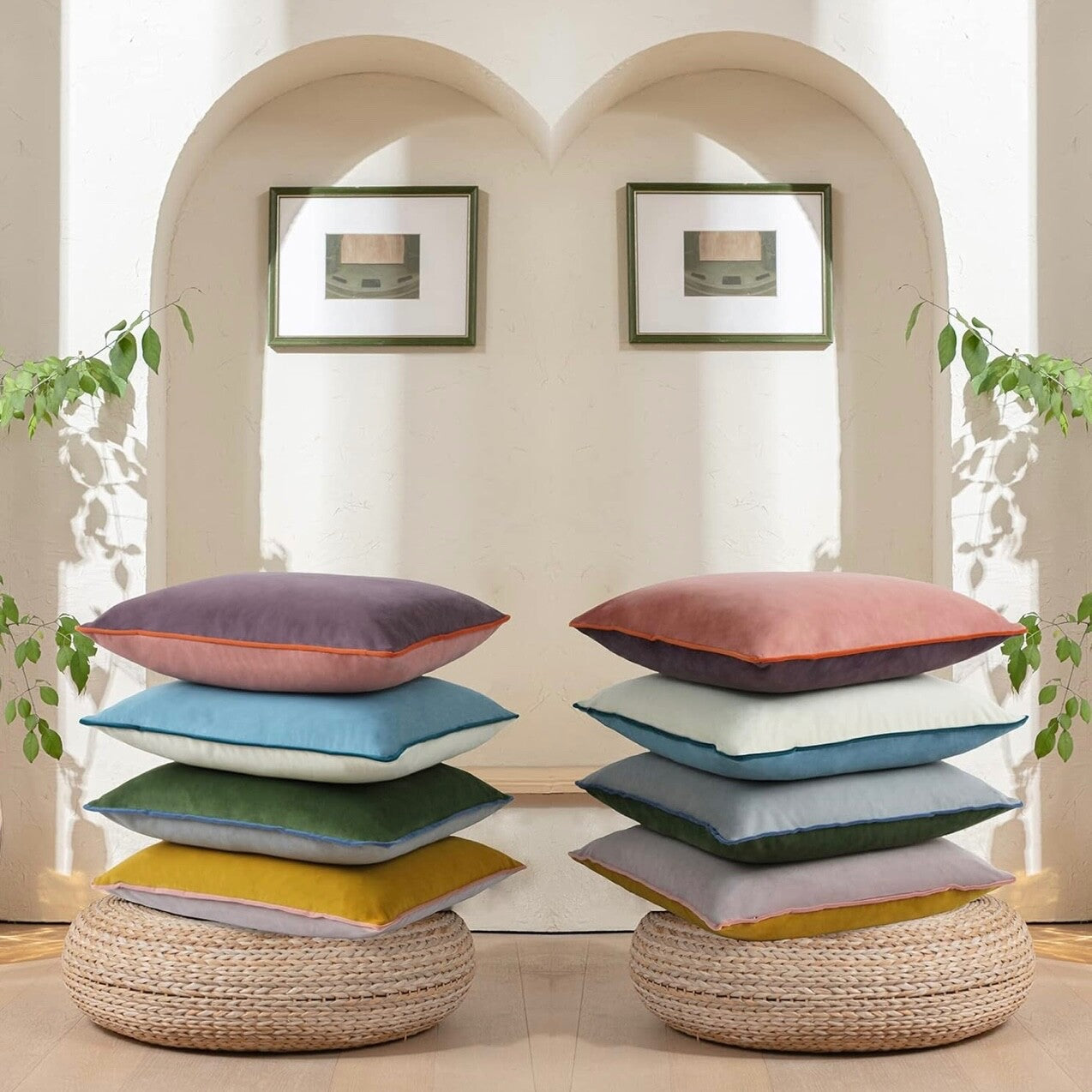 NEW Anthropologie (Set 4) Boho Velvet Throw Pillow Covers Cases Shams | 20 x 20