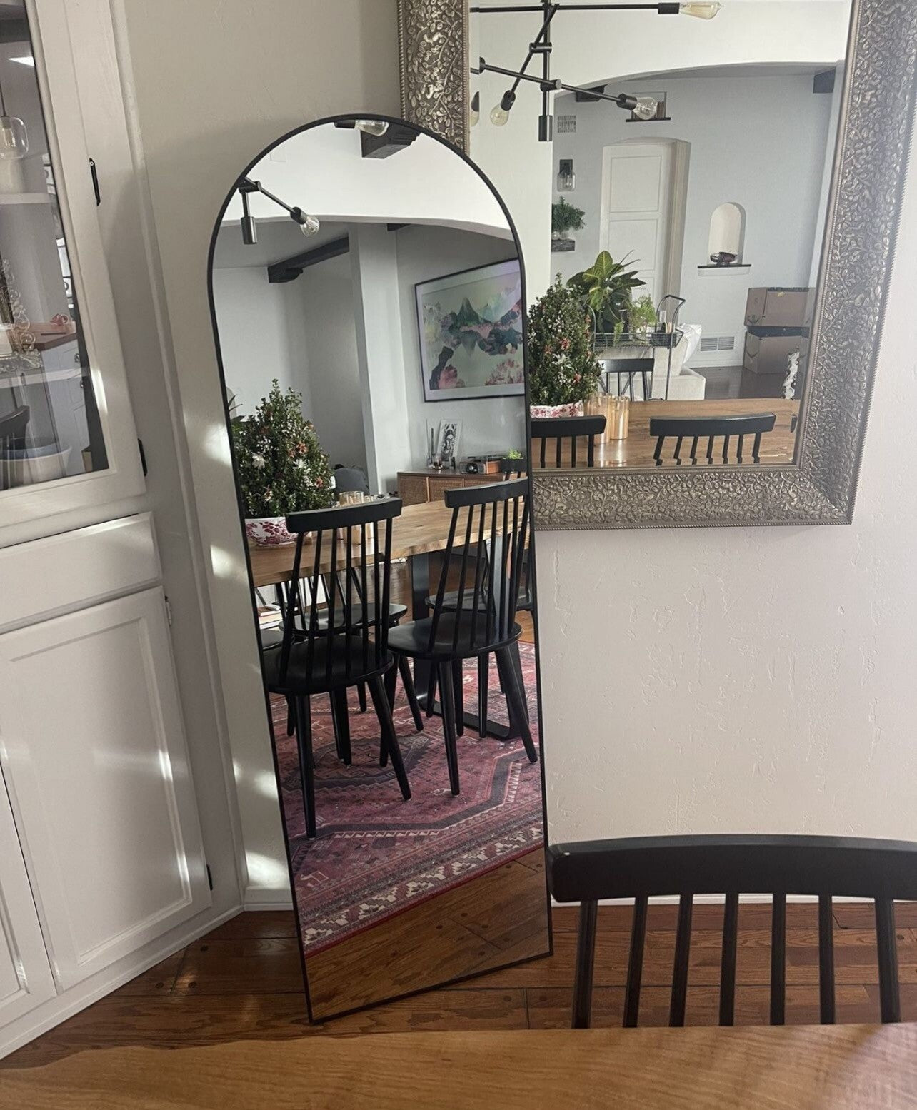 NEW West Elm Full Length Arched Black Framed Boho Floor / Wall Mirror 65" x 24"