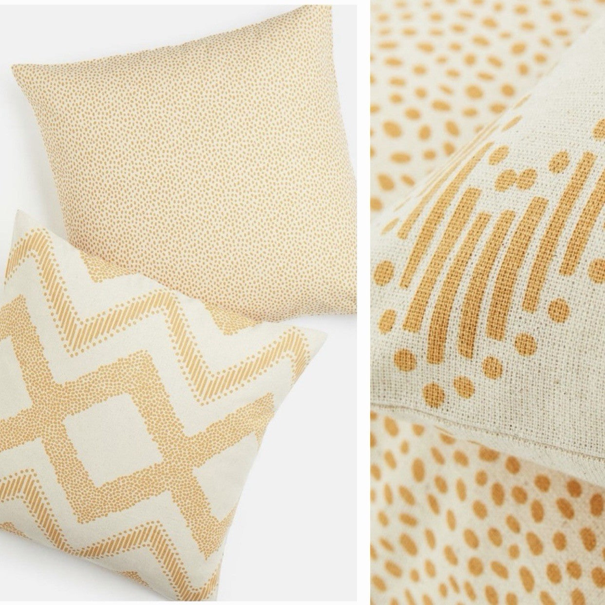 NEW West Elm (Set 4) Yellow Geometric Boho Throw Pillow Cover Shams 20" x 20"