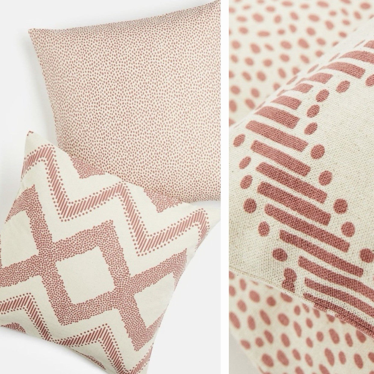 NEW West Elm (Set 6) Rose Red Geometric Boho Throw Pillow Cover Shams 20" x 20"